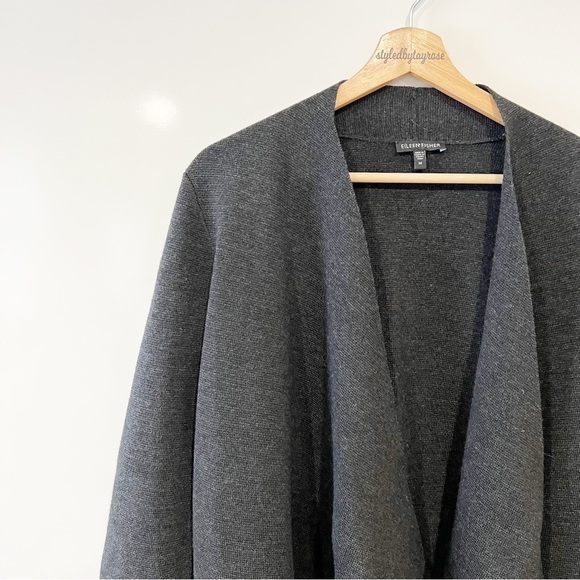 Eileen Fisher Wool Drape Cardigan Sweater - Picture 5 of 14